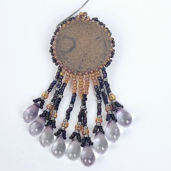 Vtg Dragonfly Earrings~Dangle Beaded~Teardrop~Leather Back~Handmade~Southwestern - Picture 12 of 14